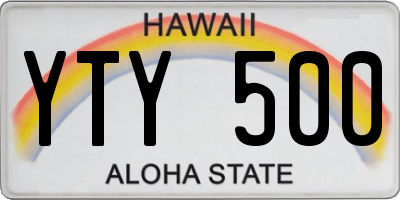 HI license plate YTY500