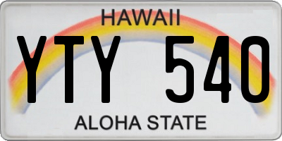 HI license plate YTY540