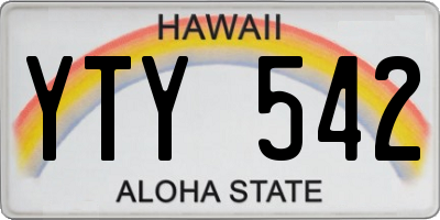 HI license plate YTY542