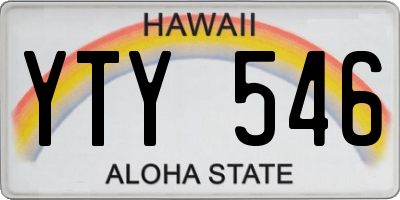 HI license plate YTY546