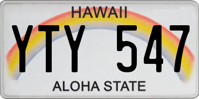 HI license plate YTY547