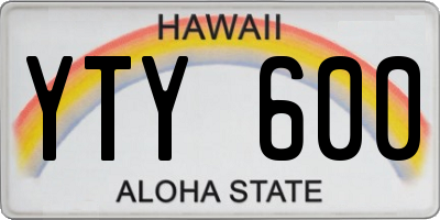 HI license plate YTY600