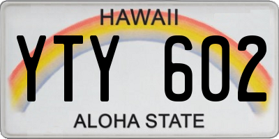 HI license plate YTY602