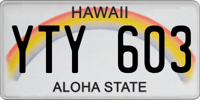 HI license plate YTY603