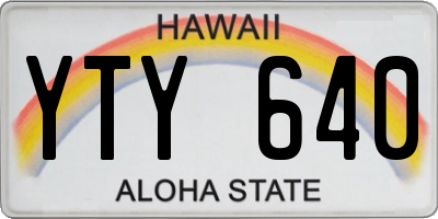 HI license plate YTY640