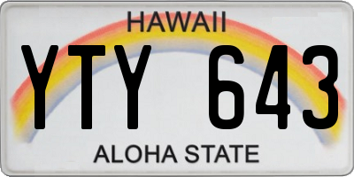 HI license plate YTY643