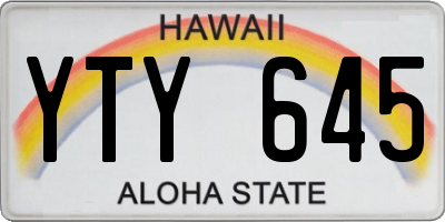 HI license plate YTY645