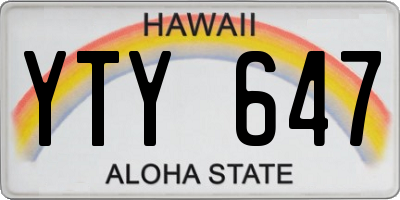 HI license plate YTY647