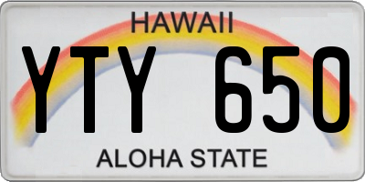 HI license plate YTY650