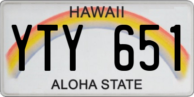 HI license plate YTY651