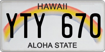 HI license plate YTY670