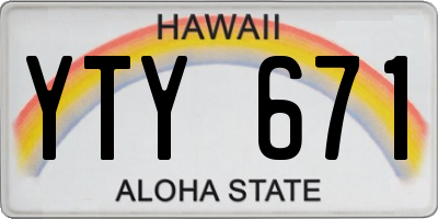 HI license plate YTY671