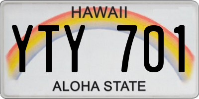HI license plate YTY701