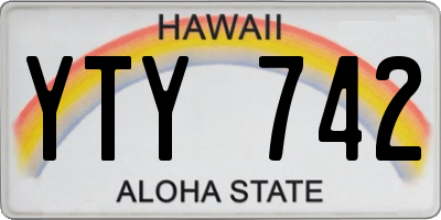 HI license plate YTY742