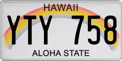 HI license plate YTY758