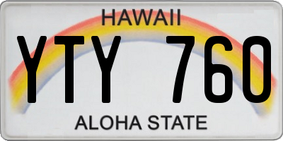 HI license plate YTY760