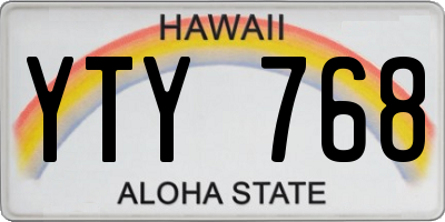 HI license plate YTY768