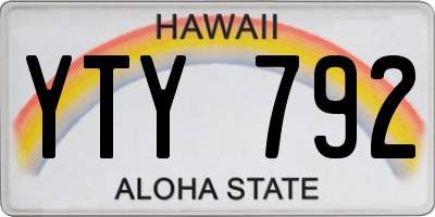 HI license plate YTY792