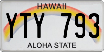 HI license plate YTY793