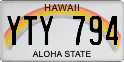 HI license plate YTY794