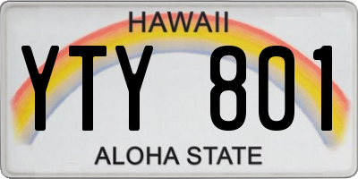 HI license plate YTY801