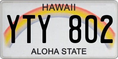 HI license plate YTY802