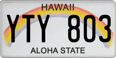 HI license plate YTY803