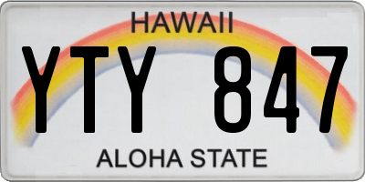 HI license plate YTY847