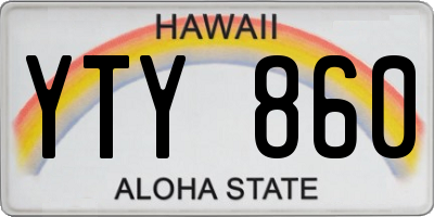 HI license plate YTY860