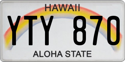HI license plate YTY870