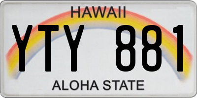 HI license plate YTY881