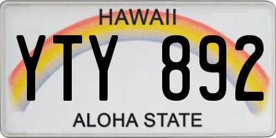 HI license plate YTY892