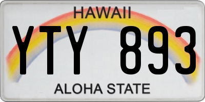 HI license plate YTY893