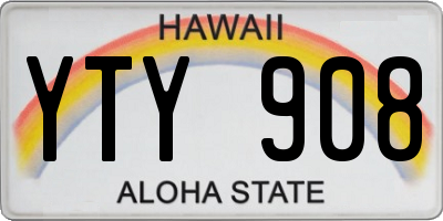 HI license plate YTY908