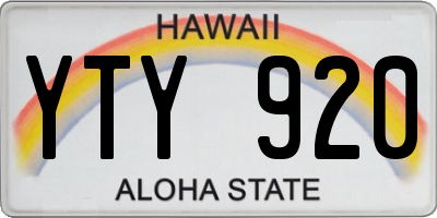 HI license plate YTY920