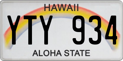 HI license plate YTY934
