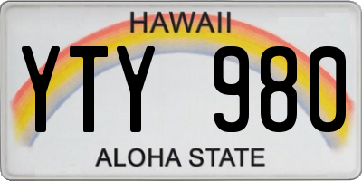 HI license plate YTY980