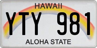 HI license plate YTY981