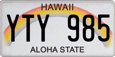 HI license plate YTY985