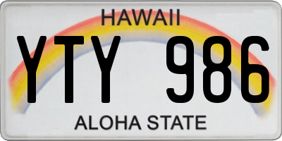 HI license plate YTY986
