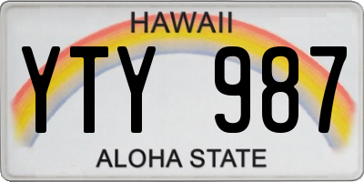 HI license plate YTY987