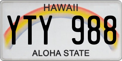 HI license plate YTY988