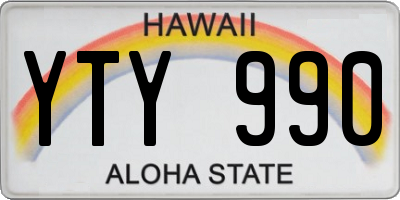 HI license plate YTY990