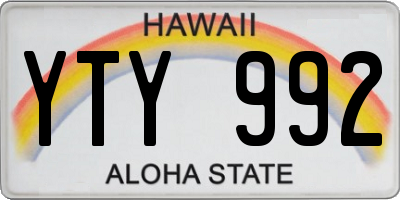 HI license plate YTY992