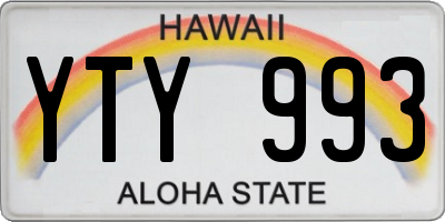 HI license plate YTY993