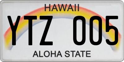 HI license plate YTZ005