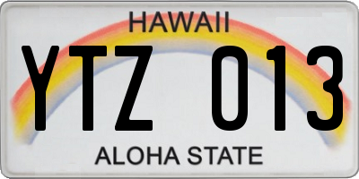 HI license plate YTZ013