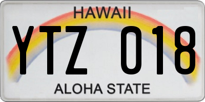 HI license plate YTZ018