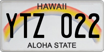 HI license plate YTZ022