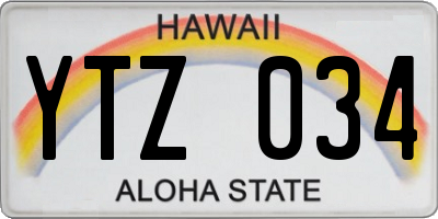 HI license plate YTZ034